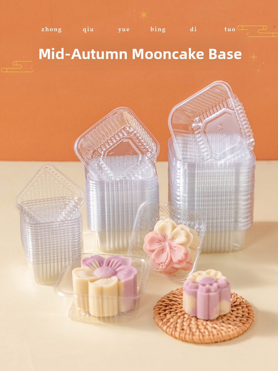 Kitchen And Baking Tools - Verdikte kunststof maancake verpakkingsdoos basisbakje groene