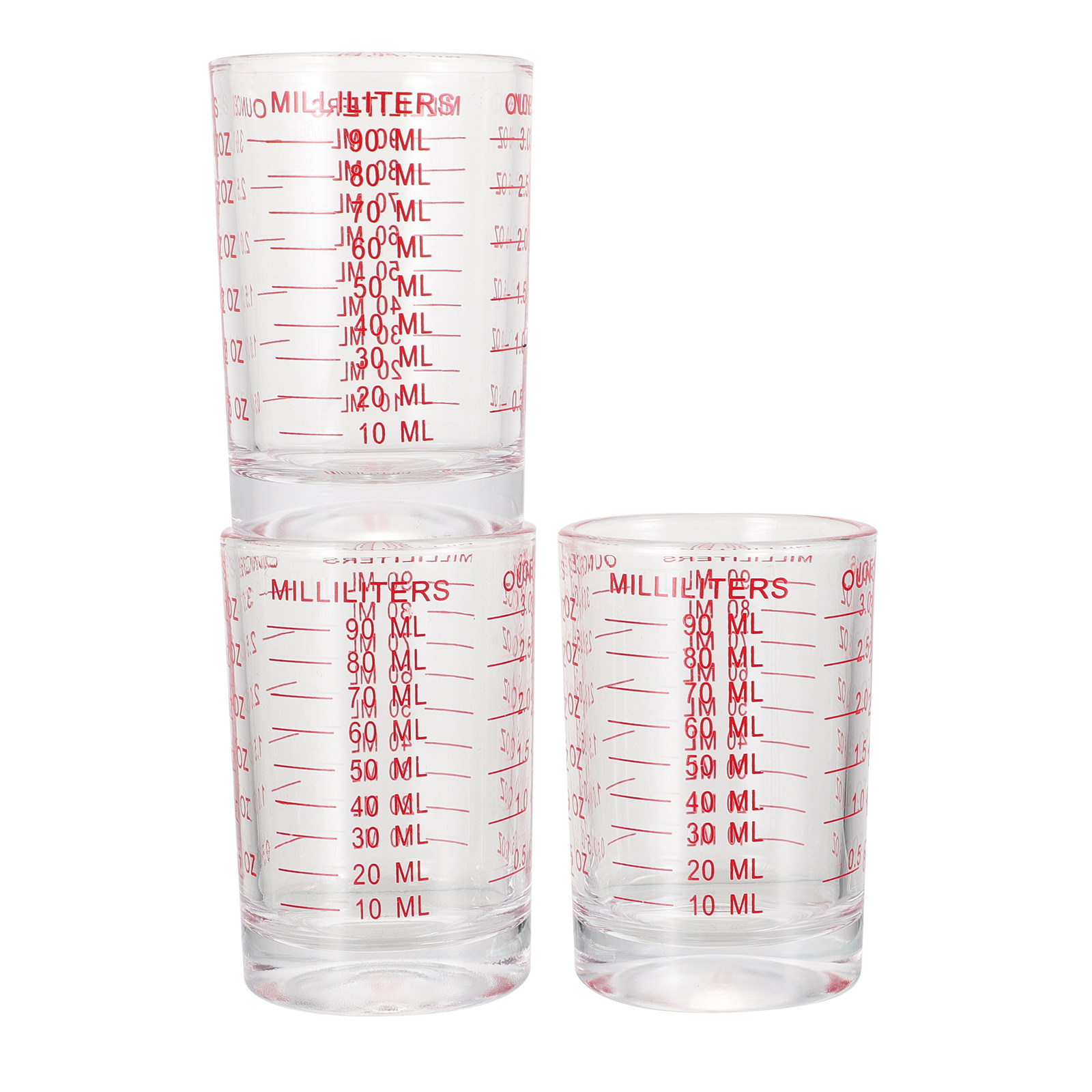 Kitchen And Baking Tools - 3-delige glazen maatbekerset met schaalverdeling voor