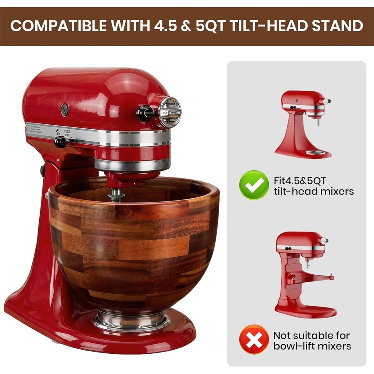 Stand Mixer Bowl - update. Houten mengkom voor KitchenAid, kom