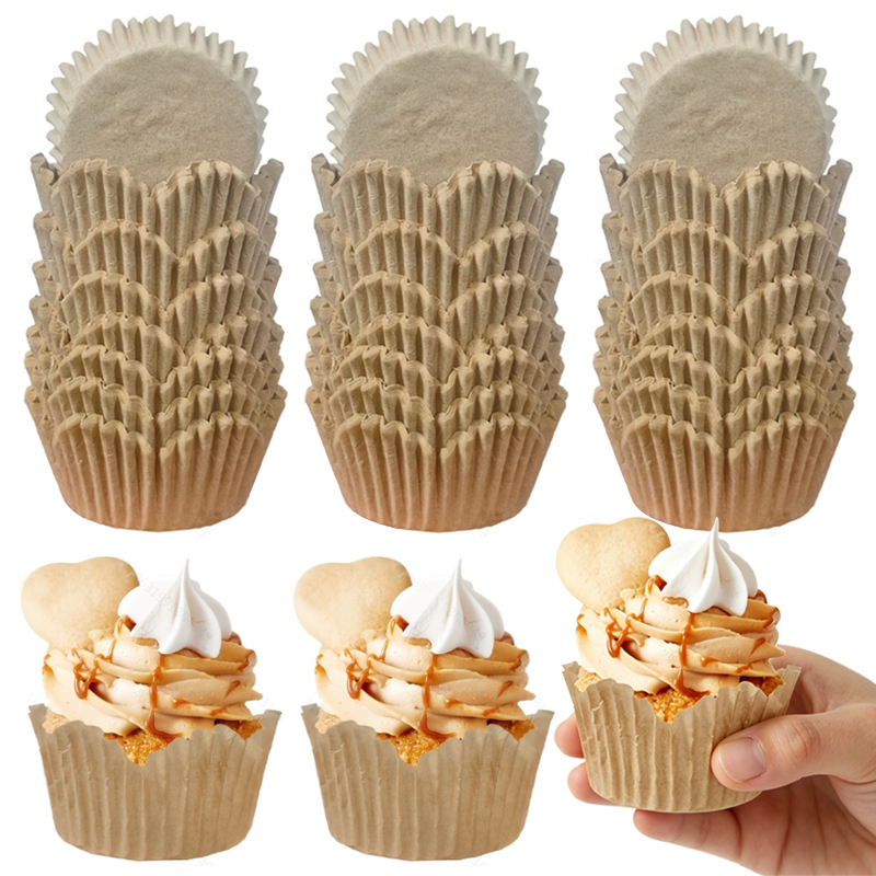 Kitchen And Baking Equipment - 150 stuks natuurlijke kleurige bloemvormige bakvormpjes,