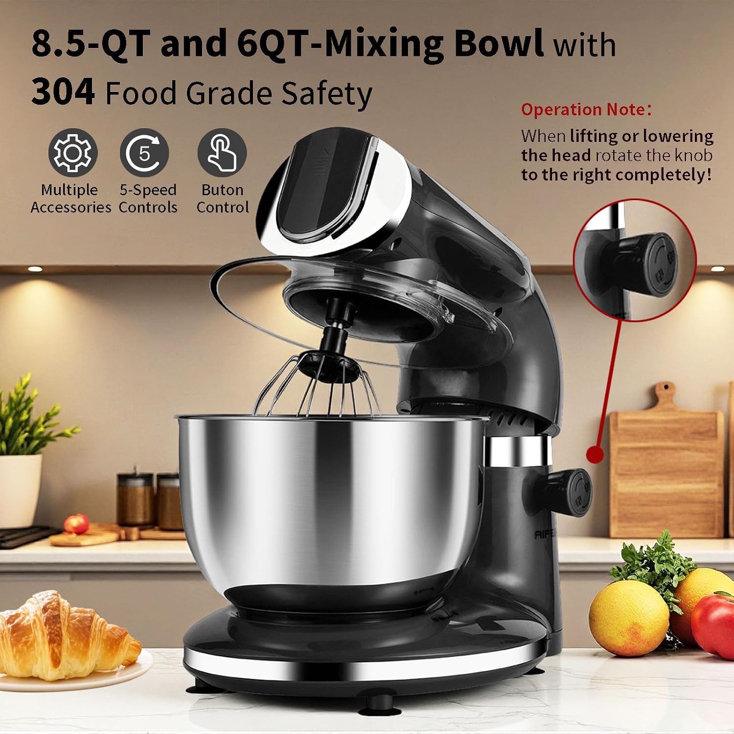 Zwarte elektrische staande mix - Stand Mixer Bowl recensie en prijs